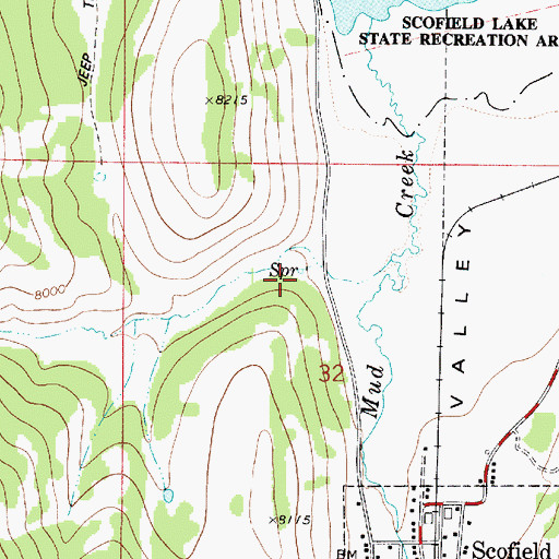 Topographic Map of Woods Canyon, UT