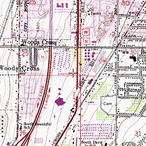 Topographic Map of Woods Cross, UT