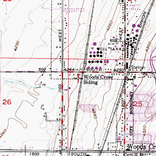 Topographic Map of Woods Cross Siding, UT