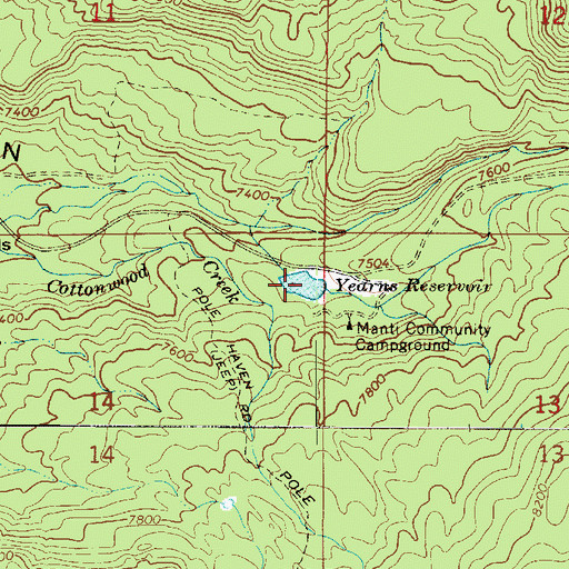 Topographic Map of Yearns Reservoir, UT