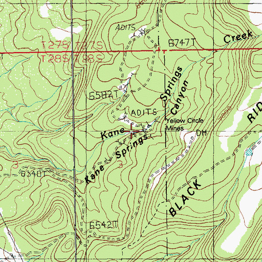 Topographic Map of Yellow Circle Mines, UT