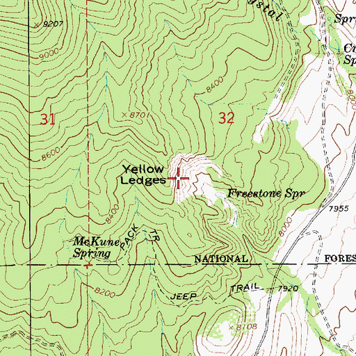 Topographic Map of Yellow Ledges, UT