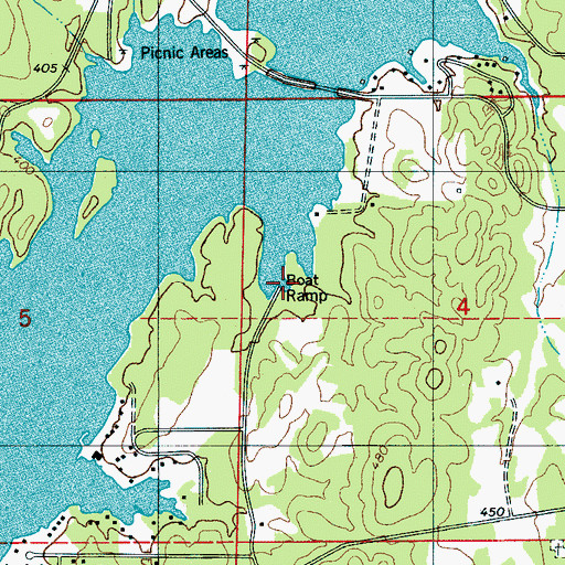 Topographic Map of Cedar Creek Marina, AL