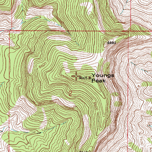 Topographic Map of Youngs Peak, UT