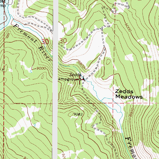 Topographic Map of Zedds Campground, UT