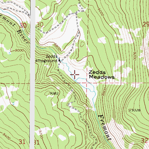 Topographic Map of Zedds Meadows, UT