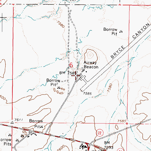 Topographic Map of Bryce Canyon Airport, UT
