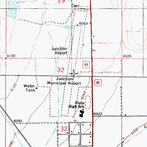 Topographic Map of Junction Airport, UT