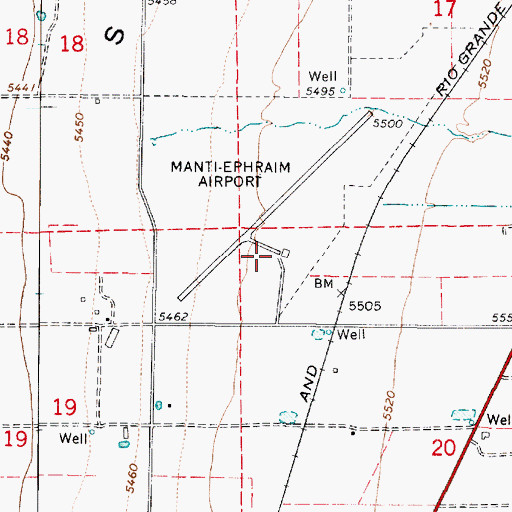 Topographic Map of Manti-Ephraim Airport, UT