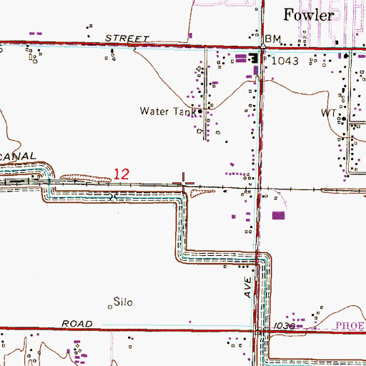 Topographic Map of Fowler Railroad Station, AZ