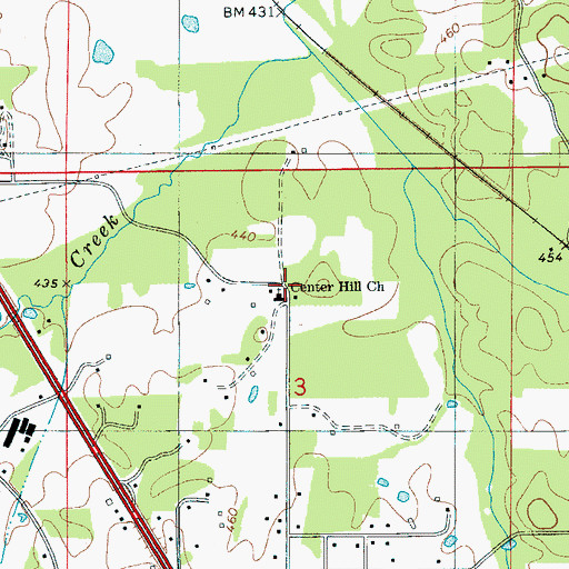 Topographic Map of Center Hill School (historical), AL