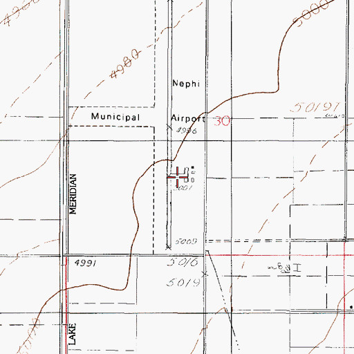 Topographic Map of Nephi Municipal Airport, UT