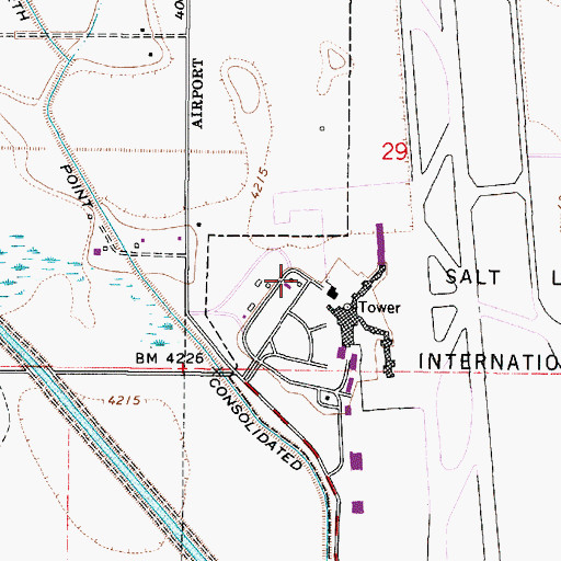 Topographic Map of Salt Lake City International Airport, UT