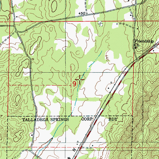 Topographic Map of Chalybeate Spring, AL