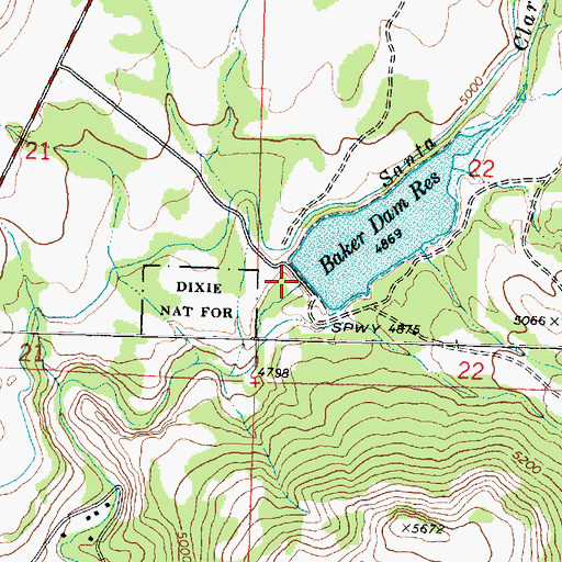 Topographic Map of Baker Reservoir Dam, UT