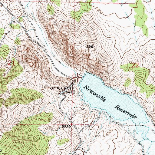 Topographic Map of Newcastle Dam, UT