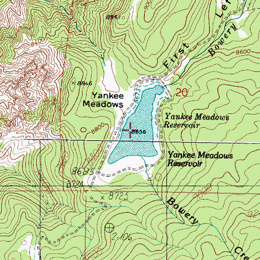 Topographic Map of Yankee Meadows Reservoir, UT