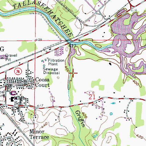 Topographic Map of Childersburg Shopping Center, AL