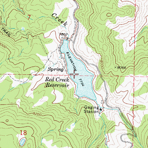 Topographic Map of Red Creek Reservoir, UT