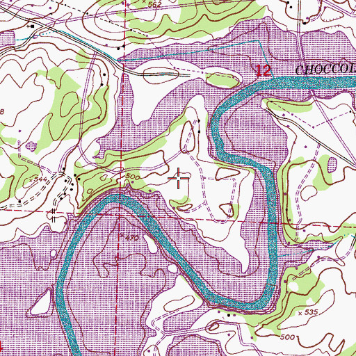 Topographic Map of Choccolocco Estates, AL