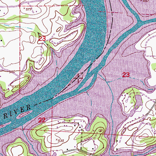 Topographic Map of Choccolocco Shoals (historical), AL