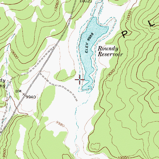 Topographic Map of Roundy Reservoir Dam, UT