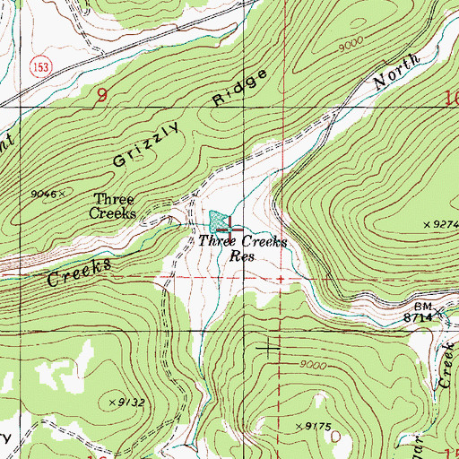 Topographic Map of Three Creeks Reservoir, UT