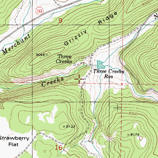 Topographic Map of Three Creeks Dam, UT