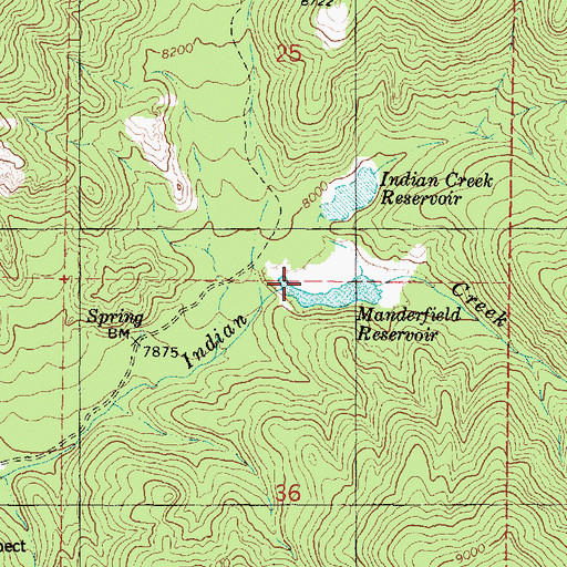 Topographic Map of Manderfield Dam, UT