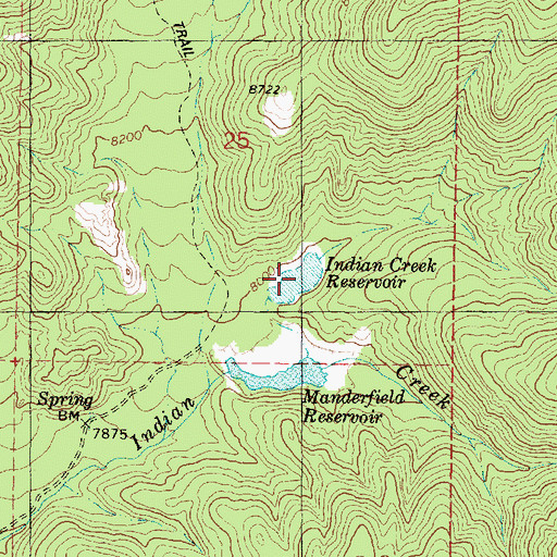 Topographic Map of Indian Creek Reservoir, UT