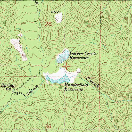 Topographic Map of Indian Creek Dam, UT