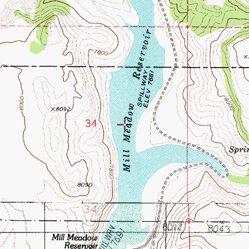 Topographic Map of Mill Meadow Reservoir, UT