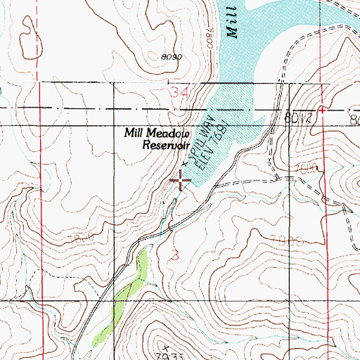 Topographic Map of Mill Meadow Dam, UT