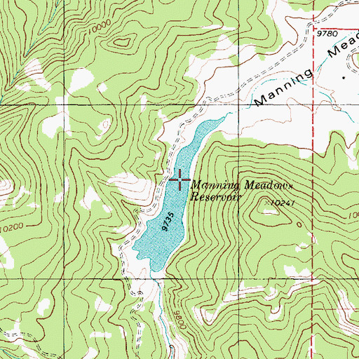 Topographic Map of Manning Meadows Reservoir, UT
