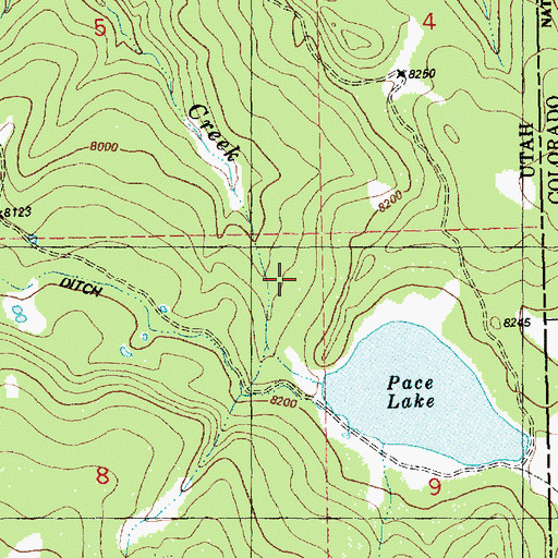 Topographic Map of Pace Dam, UT