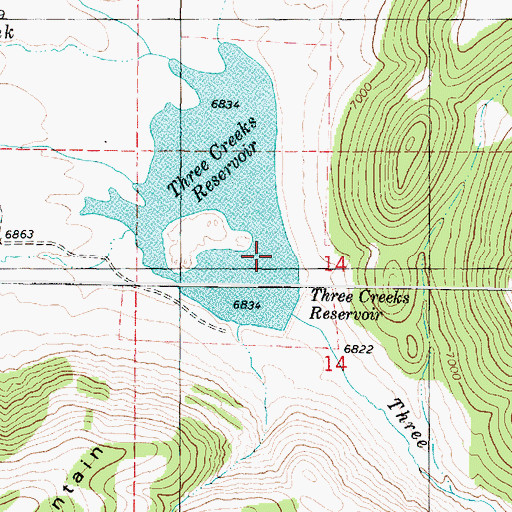 Topographic Map of Three Creeks Dam, UT