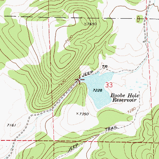 Topographic Map of Boobe Hole Dam, UT