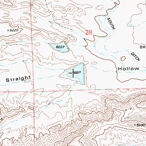Topographic Map of Straight Hollow South Debris Basin Reservoir, UT