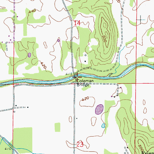 Topographic Map of Coleman Mill (historical), AL