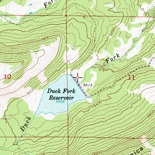 Topographic Map of Duck Fork Dam, UT