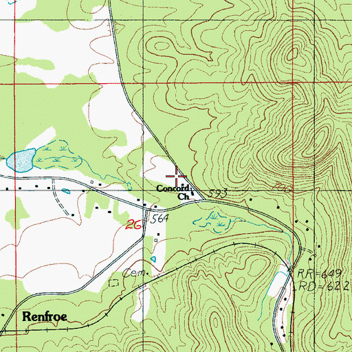 Topographic Map of Concord Methodist Church, AL