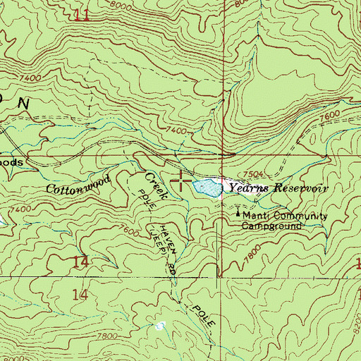 Topographic Map of Yearns Reservoir Dam, UT