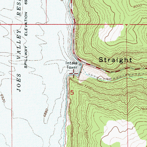 Topographic Map of Joes Valley Dam, UT