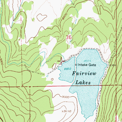 Topographic Map of Fairview Lakes Dam, UT