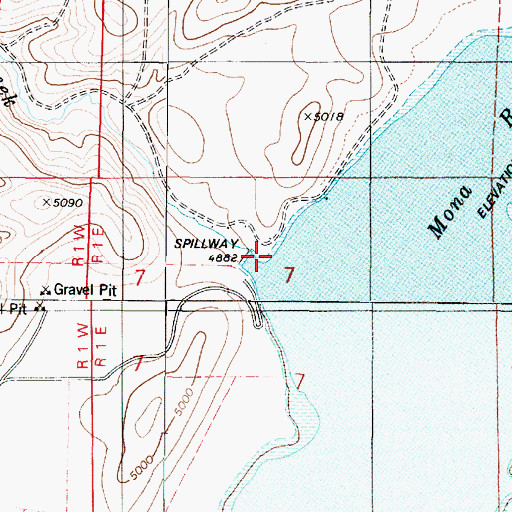 Topographic Map of Mona Dam, UT