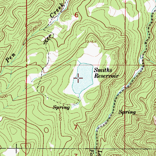 Topographic Map of Smiths Reservoir, UT