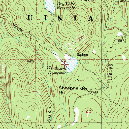 Topographic Map of Pete Winward Dam, UT