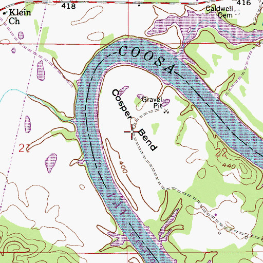Topographic Map of Cospers Bend, AL