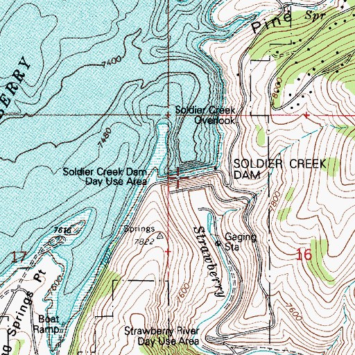 Topographic Map of Soldier Creek Dam, UT