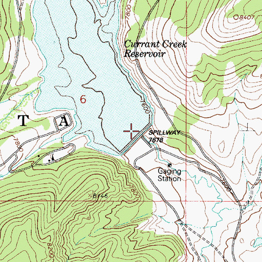 Topographic Map of Currant Creek Dam, UT